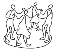 drawing of line figures in a circle