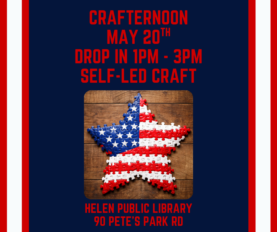 Crafternoon May 20th Drop in 1pm – 3pm self-led craft