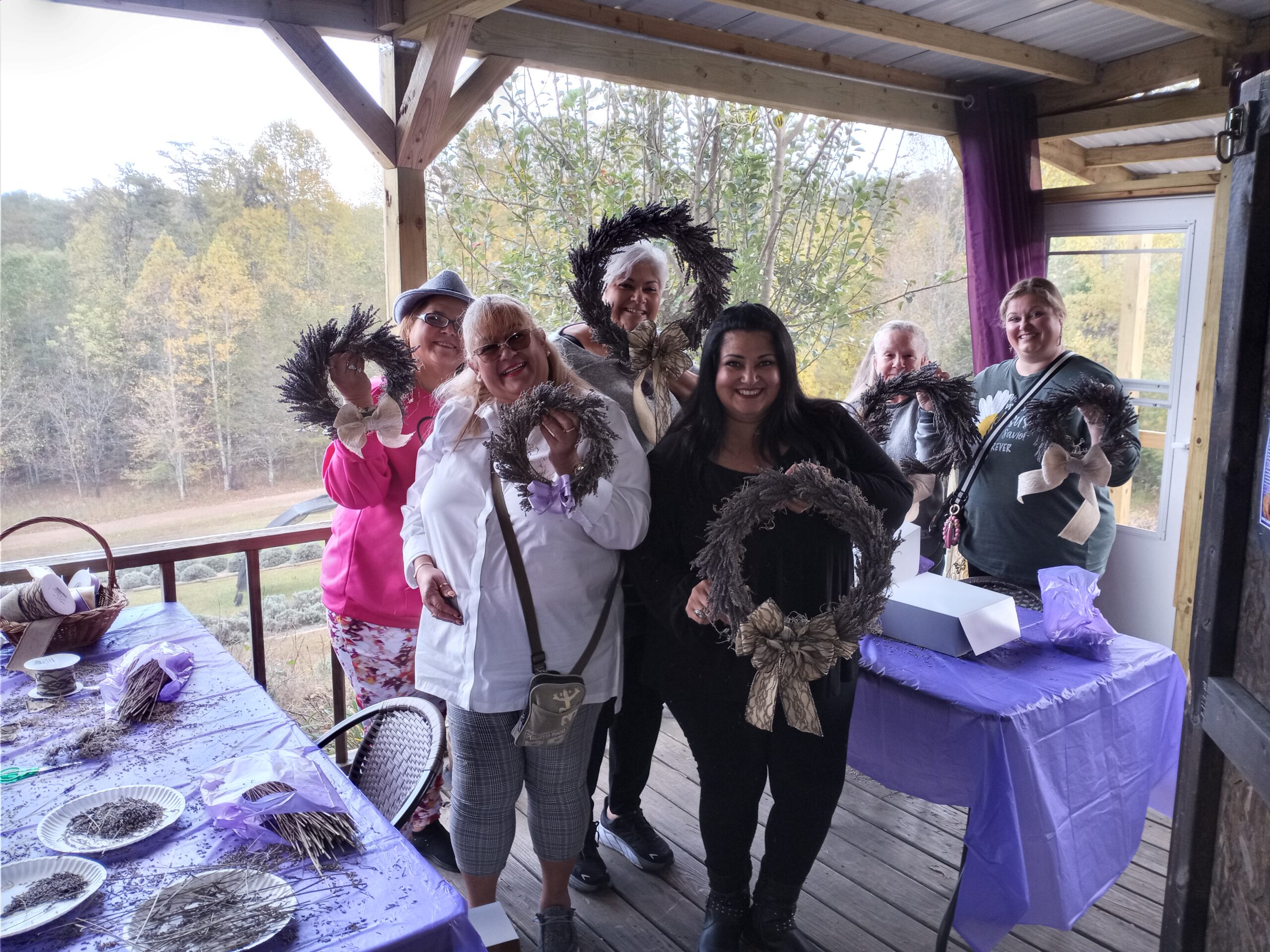 A group of women at the Fill Your Own Lavender Sachet event.